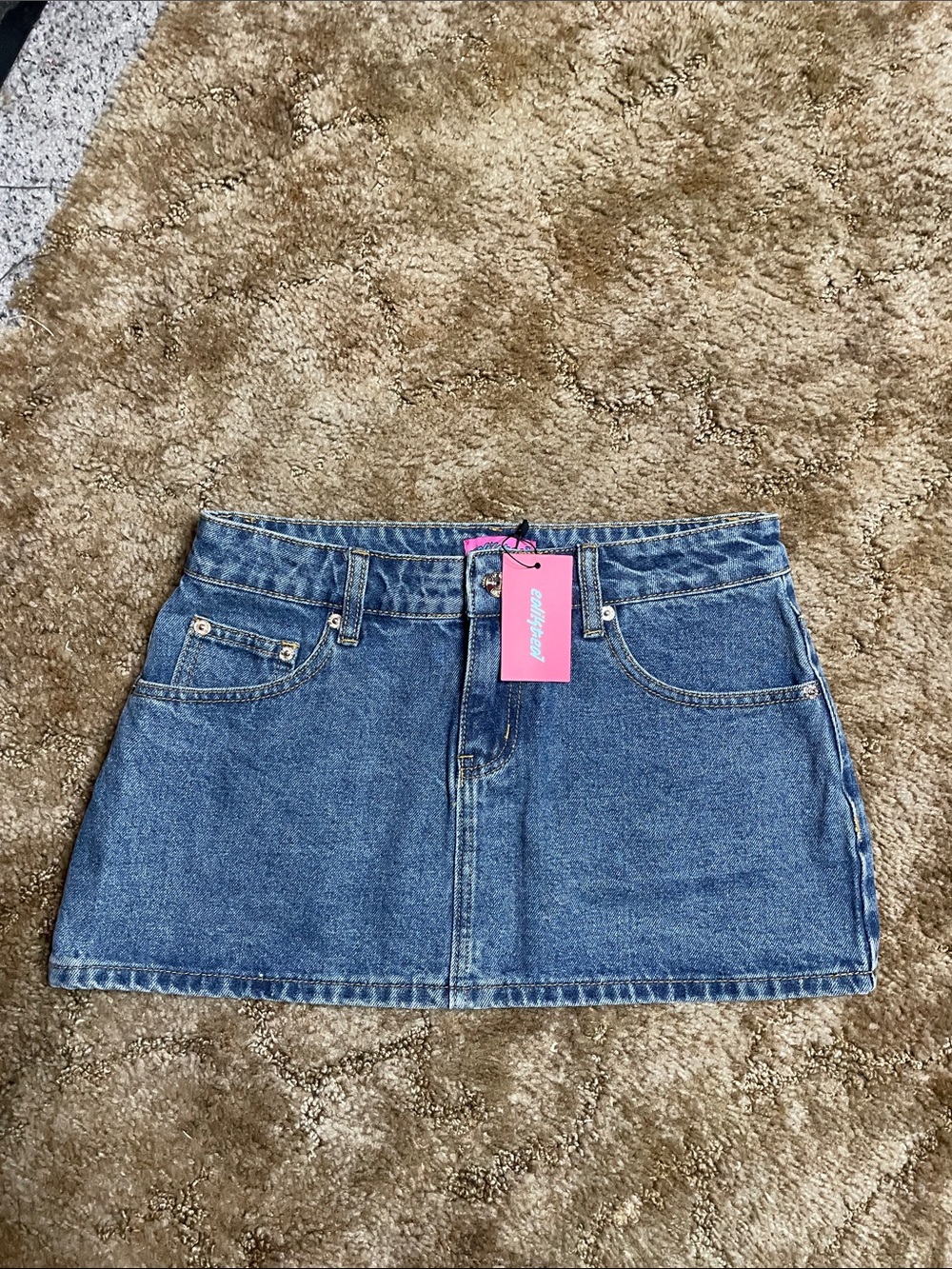 NWT Edikted Chiara Denim Micro Skirt‎ Denim Blue Size Small